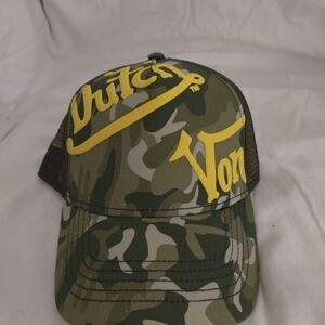 Von Dutch Camo Trucker Hat - Green and Yellow, NWT, Snapback Adjustable